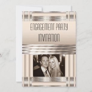 Invitation de fête de fiançailles crème Art Déco