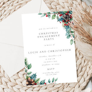 Invitation de fête de fiançailles de Noël au poins