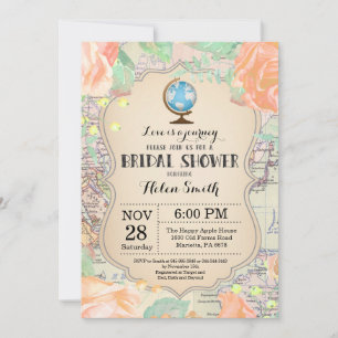 Invitation de Fête de Fiançailles Fleurie Pêche de
