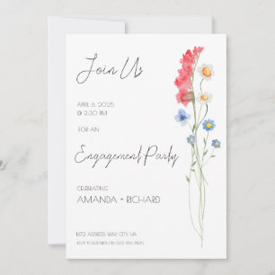 Invitation de fête de fiançailles, floral minimali