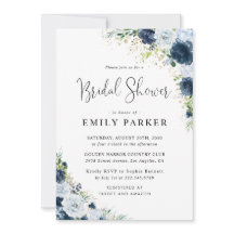 Invitation de Fête de Fiançailles Florale Bleu Mar