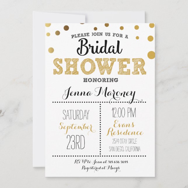 Invitation de fête de fiançailles Gold Dots (Devant)