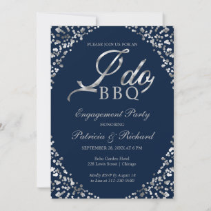 Invitation de fête de fiançailles Silver Blue I DO