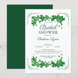 Invitation de Fête de Fiançailles Trèfle Irlandais