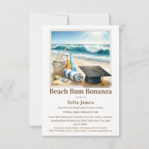 Invitation de fête de fin d'études à la plage
