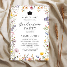 Invitation de fête de fin d'études au jardin de fl