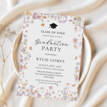 Invitation de fête de fin d'études au jardin de fl