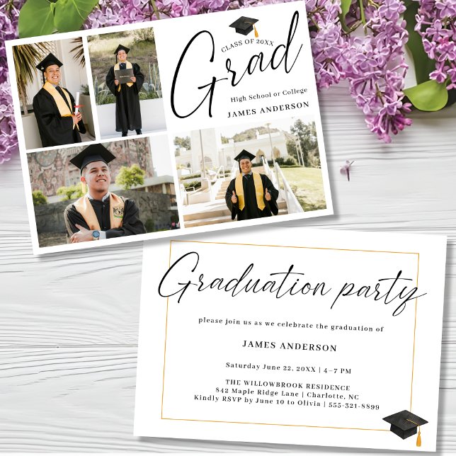 Invitation de fête de fin d'études avec collage de (Créateur téléchargé)