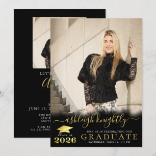 Invitation de fête de fin d'études Black Gold 2026