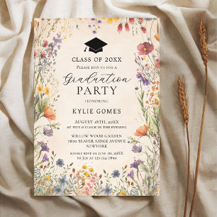 Invitation de fête de fin d'études botanique de fl