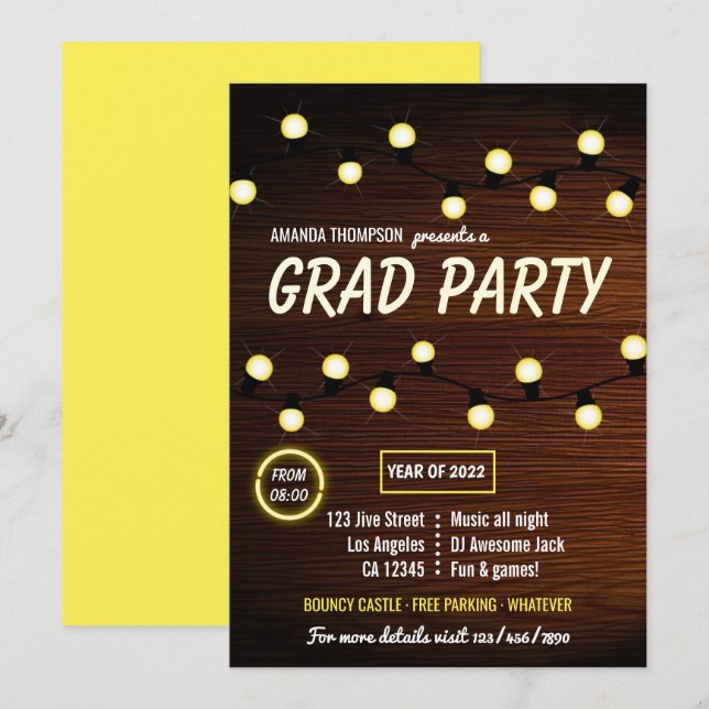 Invitation de fête de fin d'études de musique de d (Devant / Derrière)