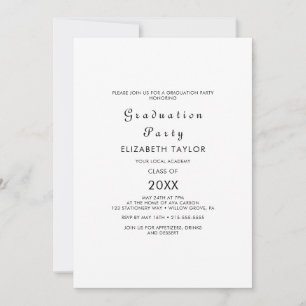 Invitation de fête de fin d'études en écriture mod