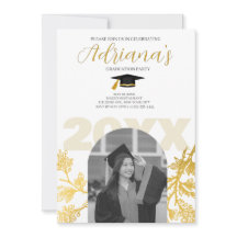 Invitation de fête de fin d'études en or