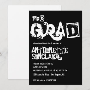 Invitation de fête de fin d'études en typographie