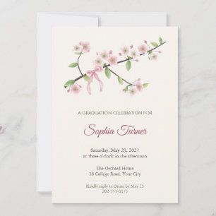 Invitation de fête de fin d'études Fleur de Pommie