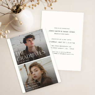 Invitation de fête de fin d'études jumelles diplôm