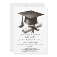 Invitation de fête de fin d'études minimaliste ave