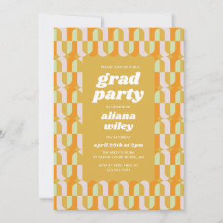 Invitation de fête de fin d'études Rétro Groovy