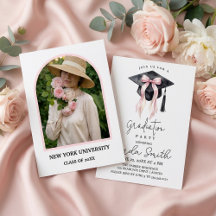 Invitation de fête de fin d'études romantique pour