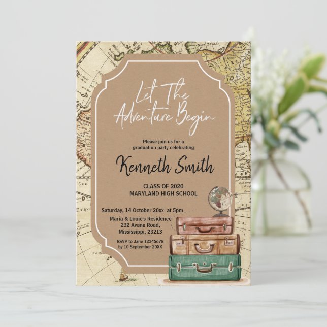 Invitation de fête de fin d'études sur le thème du (Debout devant)