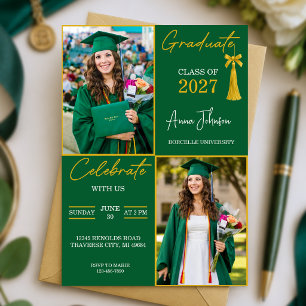 Invitation de fête de fin d'études sur mesure vert