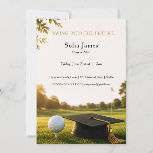Invitation de fête de fin d'études thème golf