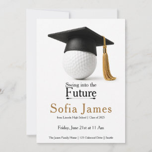 Invitation de fête de fin d'études thème golf