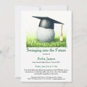 Invitation de fête de fin d'études thème golf
