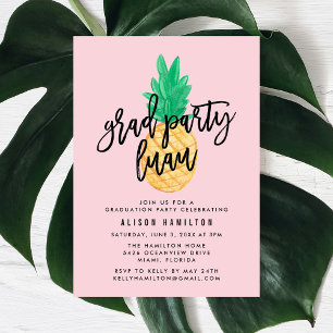 Invitation de fête de fin d'études Tropical Luau e