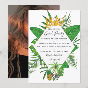 Invitation de fête de fin d'études Watercolor Aloh