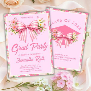 Invitation de fête de fin d'études Wildflower Bow