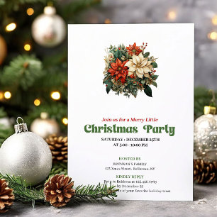Invitation de fête de fleurs de Noël vintage chale