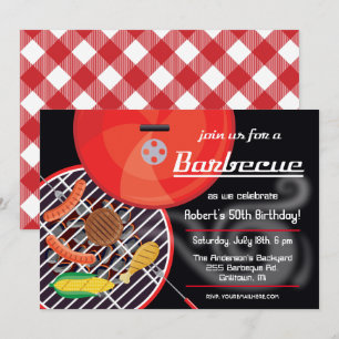 Invitation de fête de grill BBQ fumant