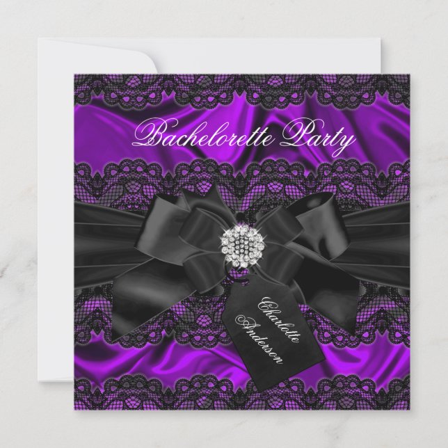 Invitation de fête de jeune fille en Lace & Bow vi (Devant)