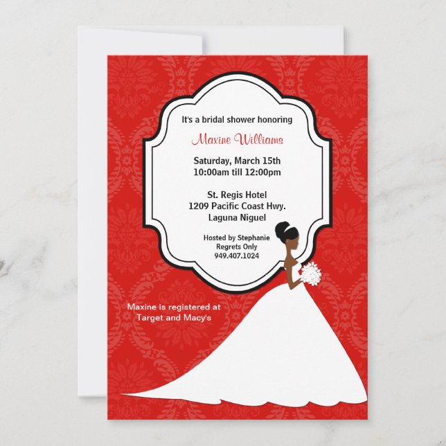 Invitation de Fête de la mariée d'Afro-américain (Devant)