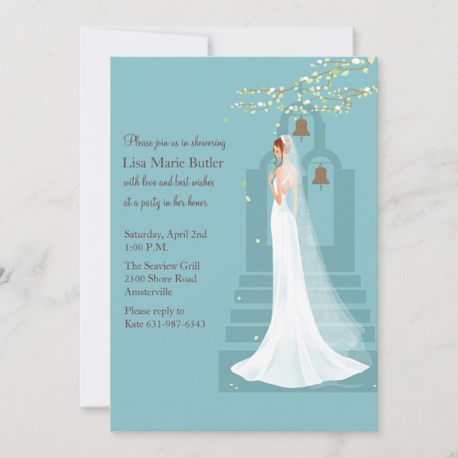 Invitation de Fête de la mariée de Bells de (Devant)