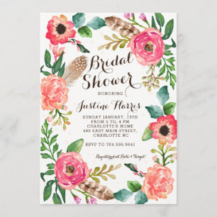 Invitation de Fête de la mariée de Boho