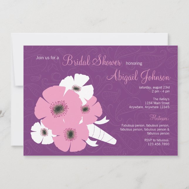 Invitation de Fête de la mariée de bouquet de (Devant)