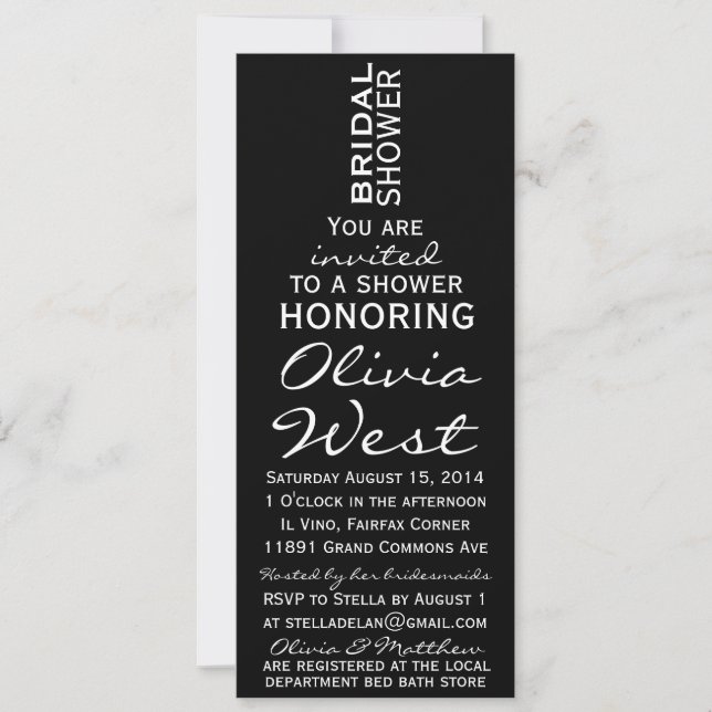 Invitation de Fête de la mariée de bouteille de (Devant)