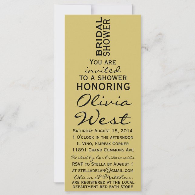 Invitation de Fête de la mariée de bouteille de (Devant)