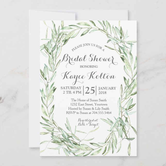invitation de Fête de la mariée de branche (Devant)