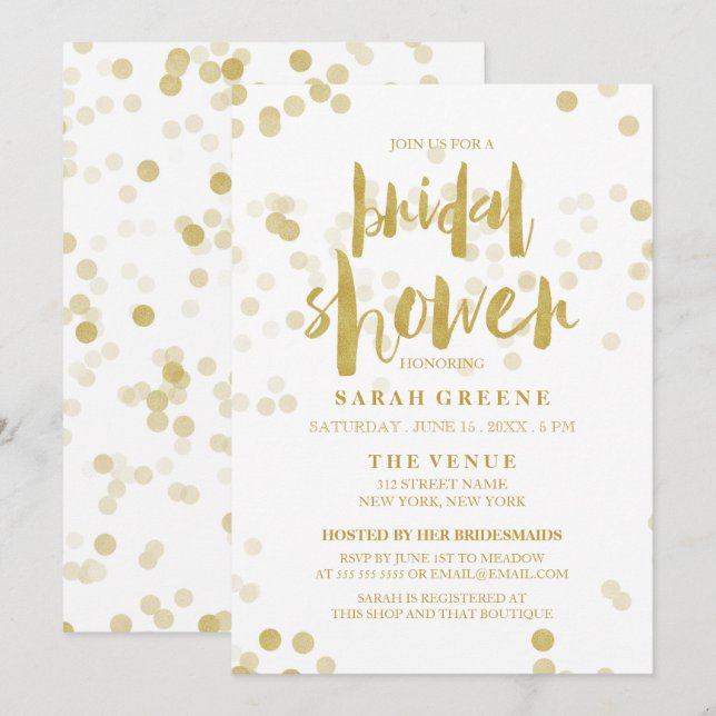 Invitation de Fête de la mariée de confettis de (Devant / Derrière)
