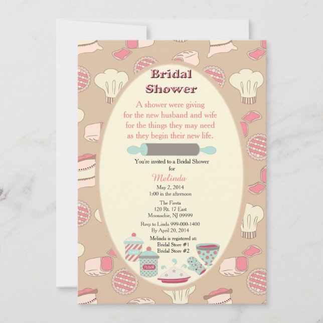 Invitation de Fête de la mariée de cuisson (Devant)