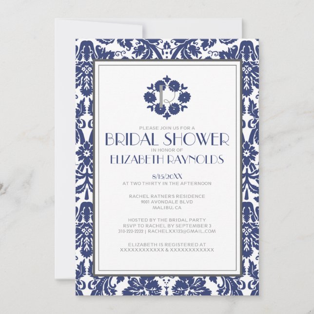 Invitation de Fête de la mariée de damassé de (Devant)