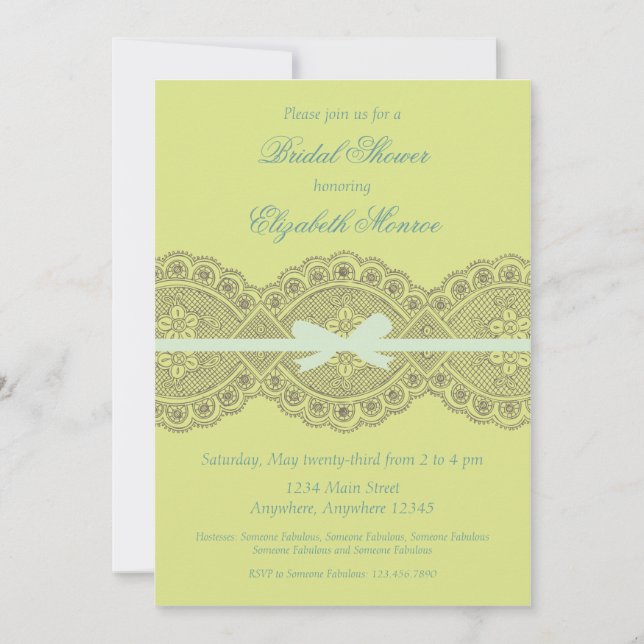 Invitation de Fête de la mariée "de dentelle (Devant)