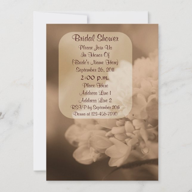 Invitation de Fête de la mariée de fleur (Devant)