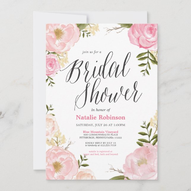 Invitation de Fête de la mariée de jardin (Devant)