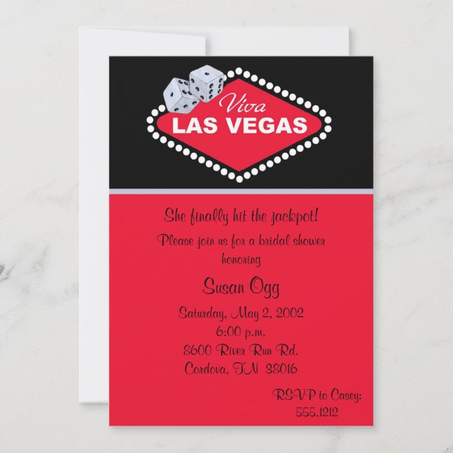 Invitation de Fête de la mariée de Las Vegas (Devant)