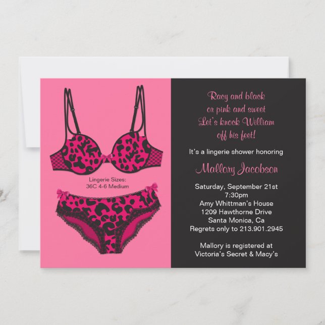 Invitation de Fête de la mariée de lingerie (Devant)