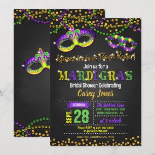 Invitation de Fête de la mariée de mardi gras